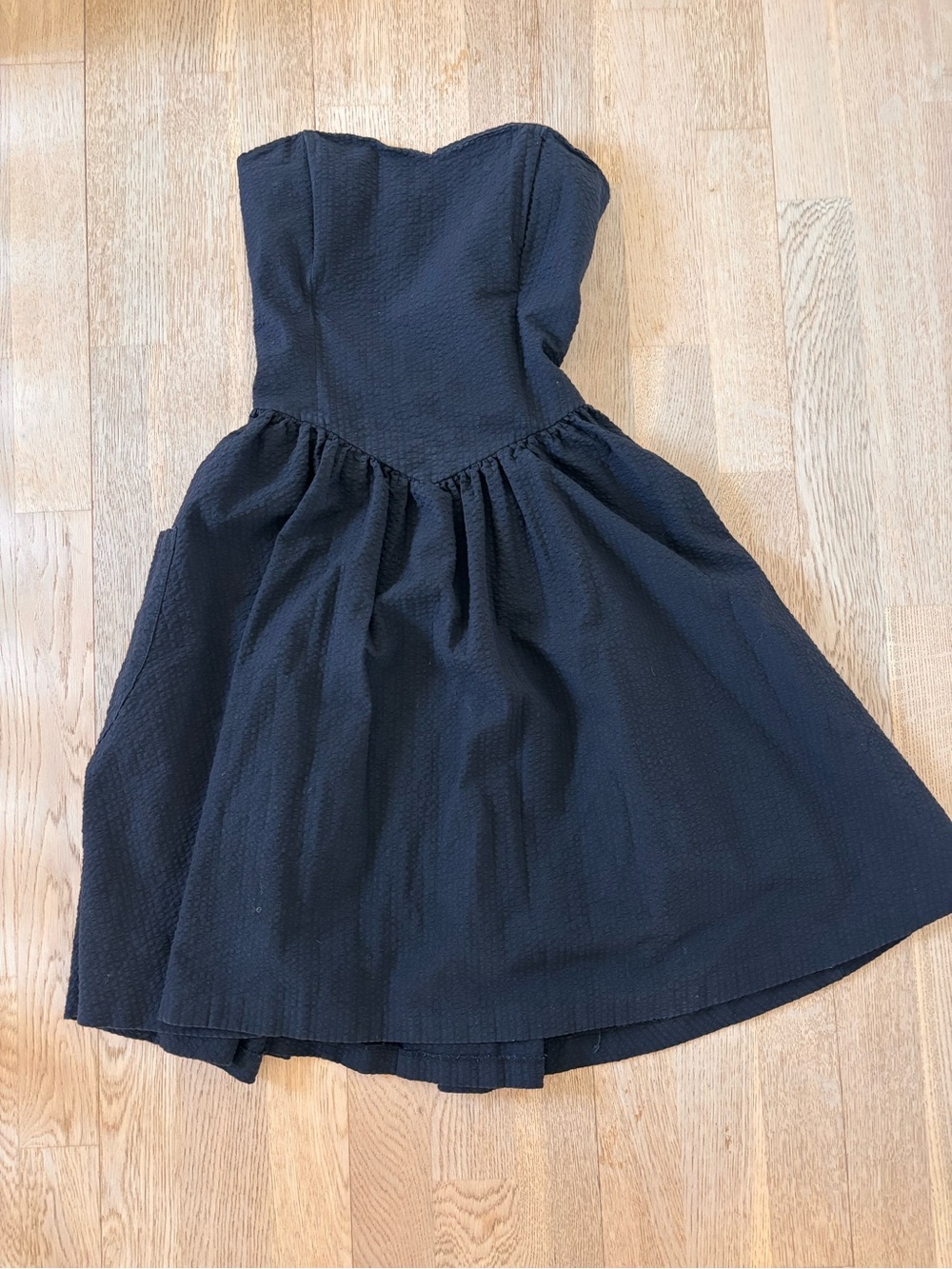 Mara Hoffman Black Strapless Textured Cocktail Dress